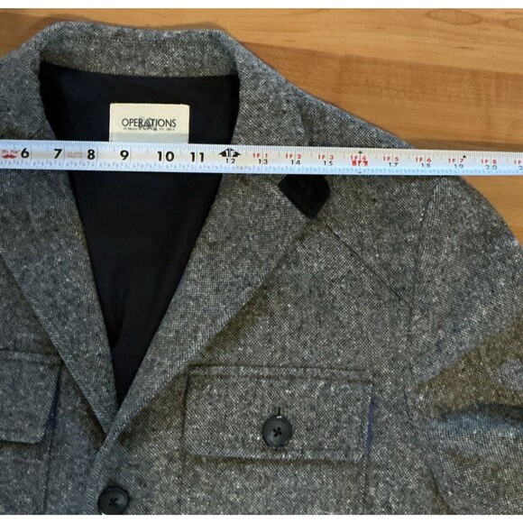 Operations NYC Men's Tweed Wool Blend Blazer 44R Gray Sport‎ Coat Elbow Patches - Picture 11 of 13